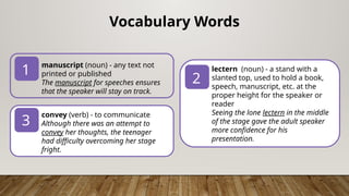 Reading from a manuscript | Oral Communication | PPTX