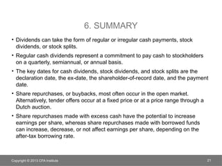 11. Dividends and Share repurchases Basics.pptx CFA | PPTX