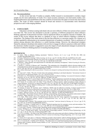 Reflective thinking in school: a systematic review | PDF