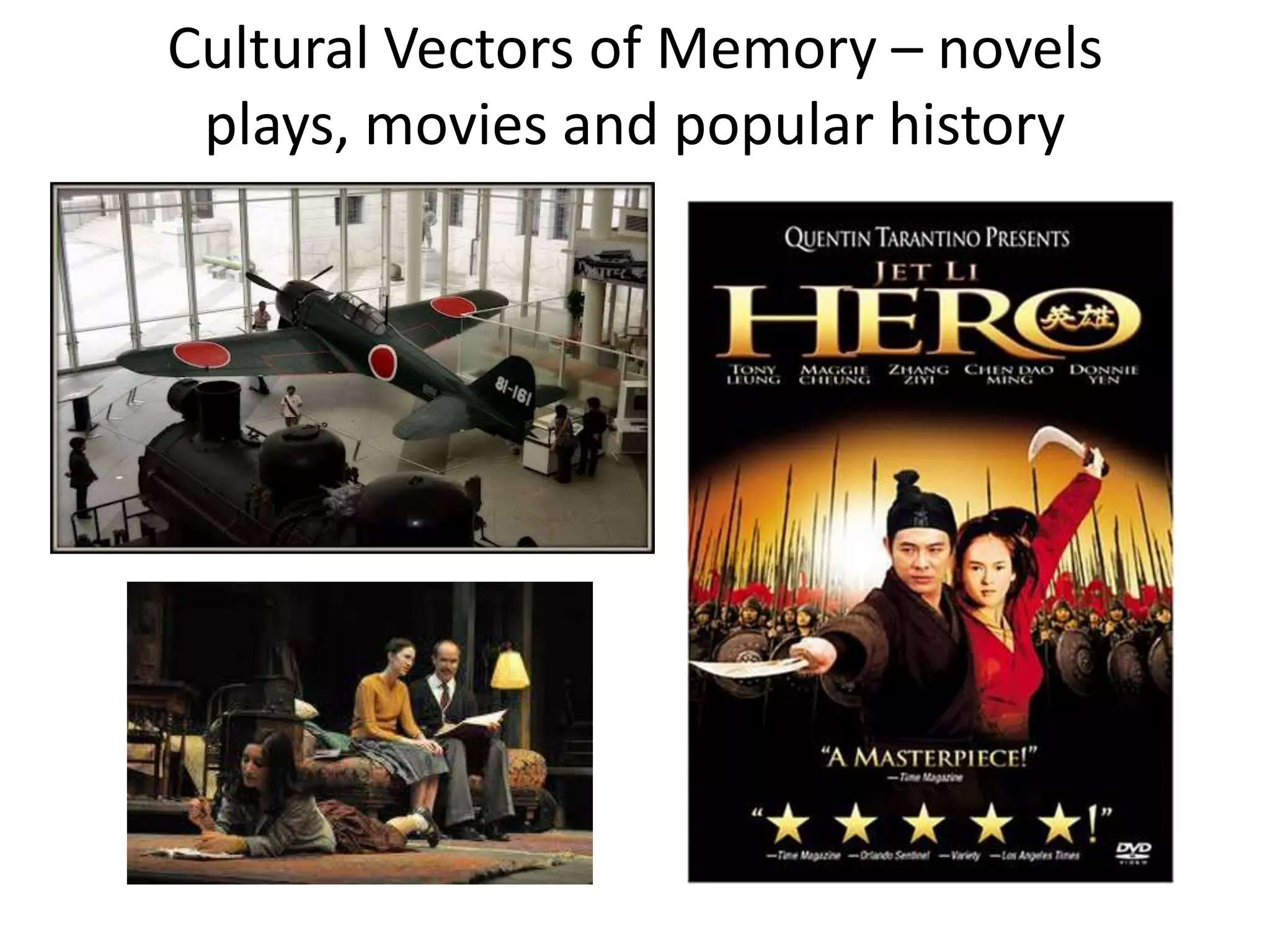 Cultural Vectors of Memory – novels
 plays, movies and popular history
 