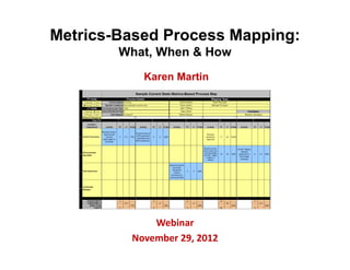 Metrics-Based Process Mapping:
        What, When & How
           Karen Martin




             Webinar
         November 29, 2012
 