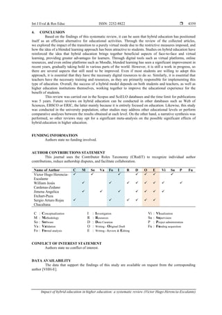 Impact of hybrid education in higher education: a systematic review | PDF