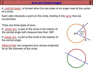 11 2 arcs and central angles lesson | PPT
