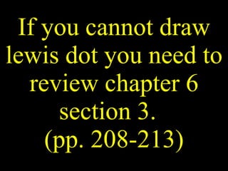 If you cannot draw lewis dot you need to review chapter 6 section 3.  (pp. 208-213) 