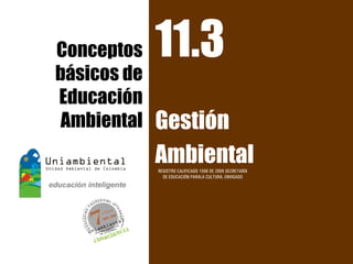Conceptos    11.3
básicos de
Educación
 Ambiental   Gestión
             Ambiental
             REGISTRO CALIFICADO 1568 DE 2009 SECRETARÍA
               DE EDUCACIÓN PARALA CULTURA, ENVIGADO
 
