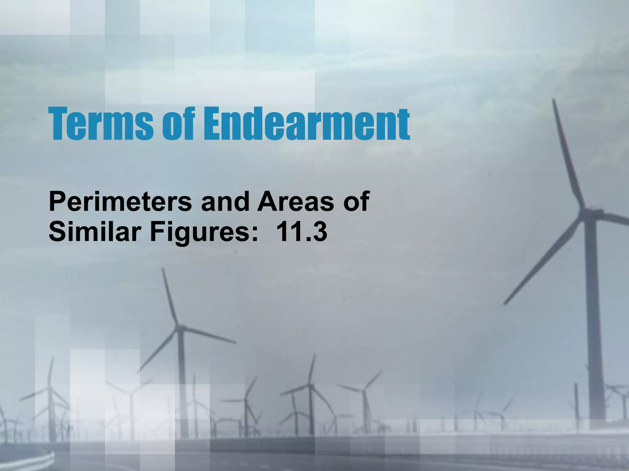 Terms of Endearment
Perimeters and Areas of
Similar Figures: 11.3
