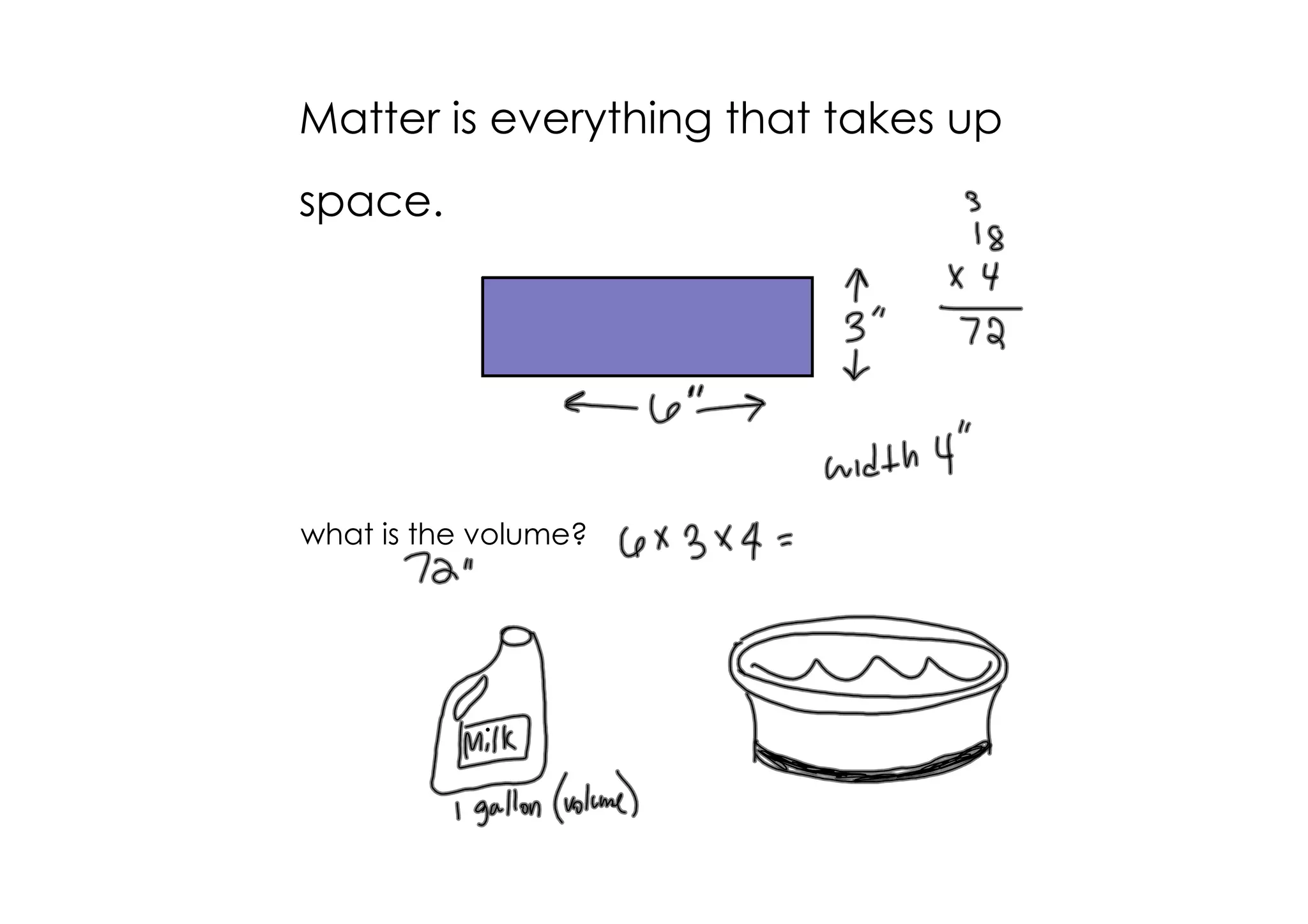 Matter is everything that takes up
space.




what is the volume?
 