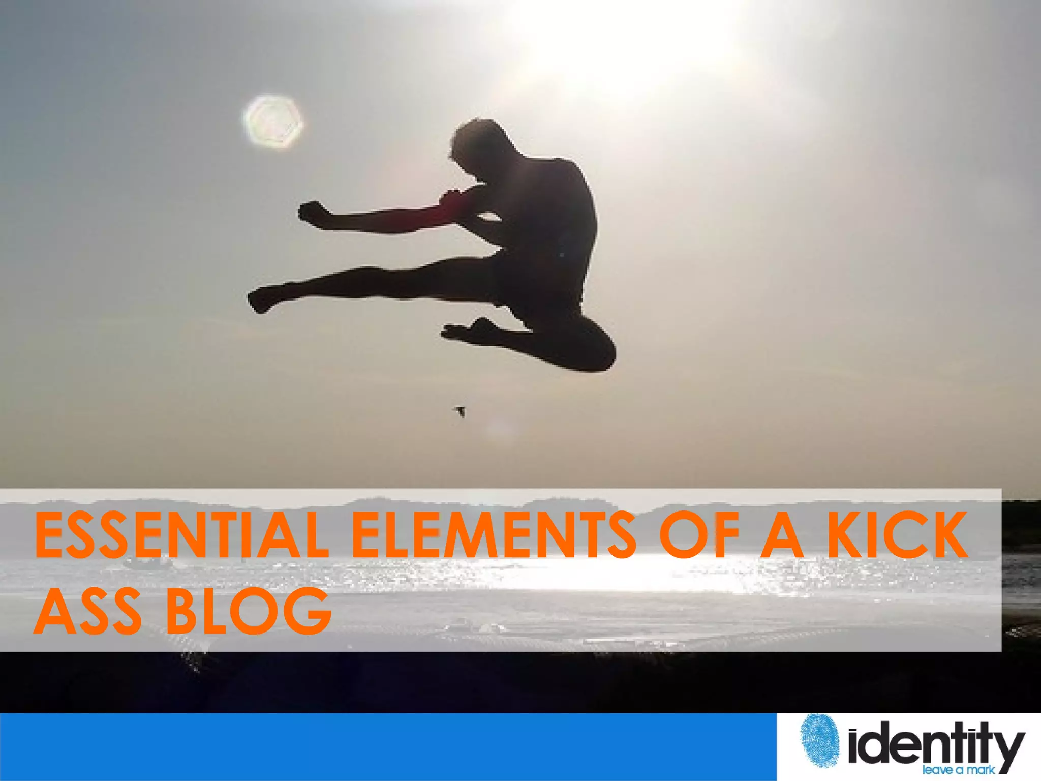 ESSENTIAL ELEMENTS OF A KICK
ASS BLOG
 