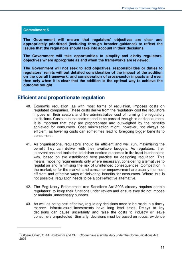 2011 Principles for Economic Regulation