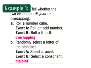 11.8 probabilities of disjoint and overlapping events | KEY