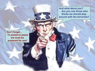 And what about you?  Are you one those who thinks we should play around with the terrorists? Don’t forget…  To preserve peace we must be prepared for war! 