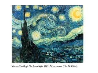 Vincent Van Gogh. The Starry Night. 1889. Oil on canvas. (29 x 36 1/4 in.).
 