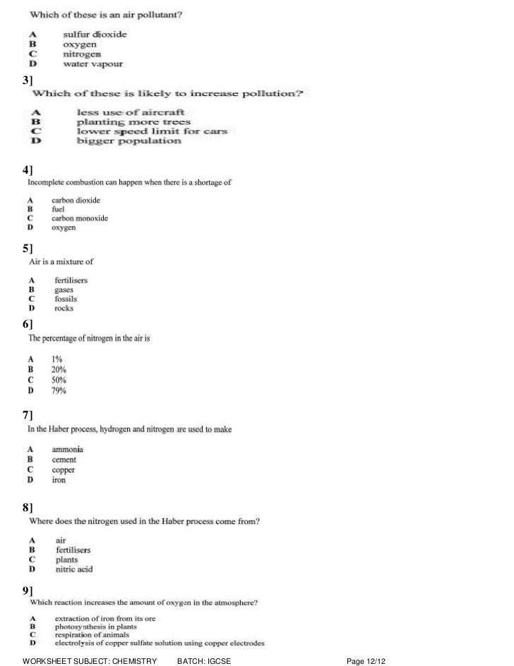 28 152 Pollution Of The Atmosphere Worksheet Answers - Free Worksheet