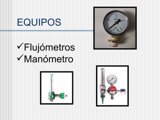 EQUIPOS Flujómetros Manómetro 