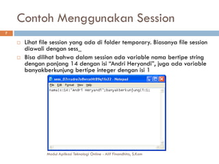 File. Session 11 aplikasi teknologi online - session dan aplikasinya | PDF