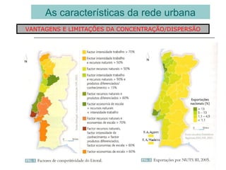 As características da rede urbana
VANTAGENS E LIMITAÇÕES DA CONCENTRAÇÃO/DISPERSÃO
 