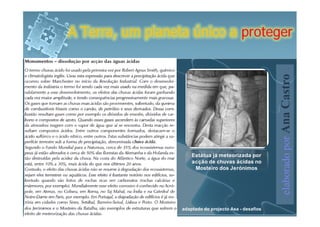 A Terra, um planeta único a proteger




                                                        elaborado por Ana Castro
                      Estátua já meteorizada por
                      acção de chuvas ácidas no
                       Mosteiro dos Jerónimos




                  adaptado do projecto Asa - desafios
 