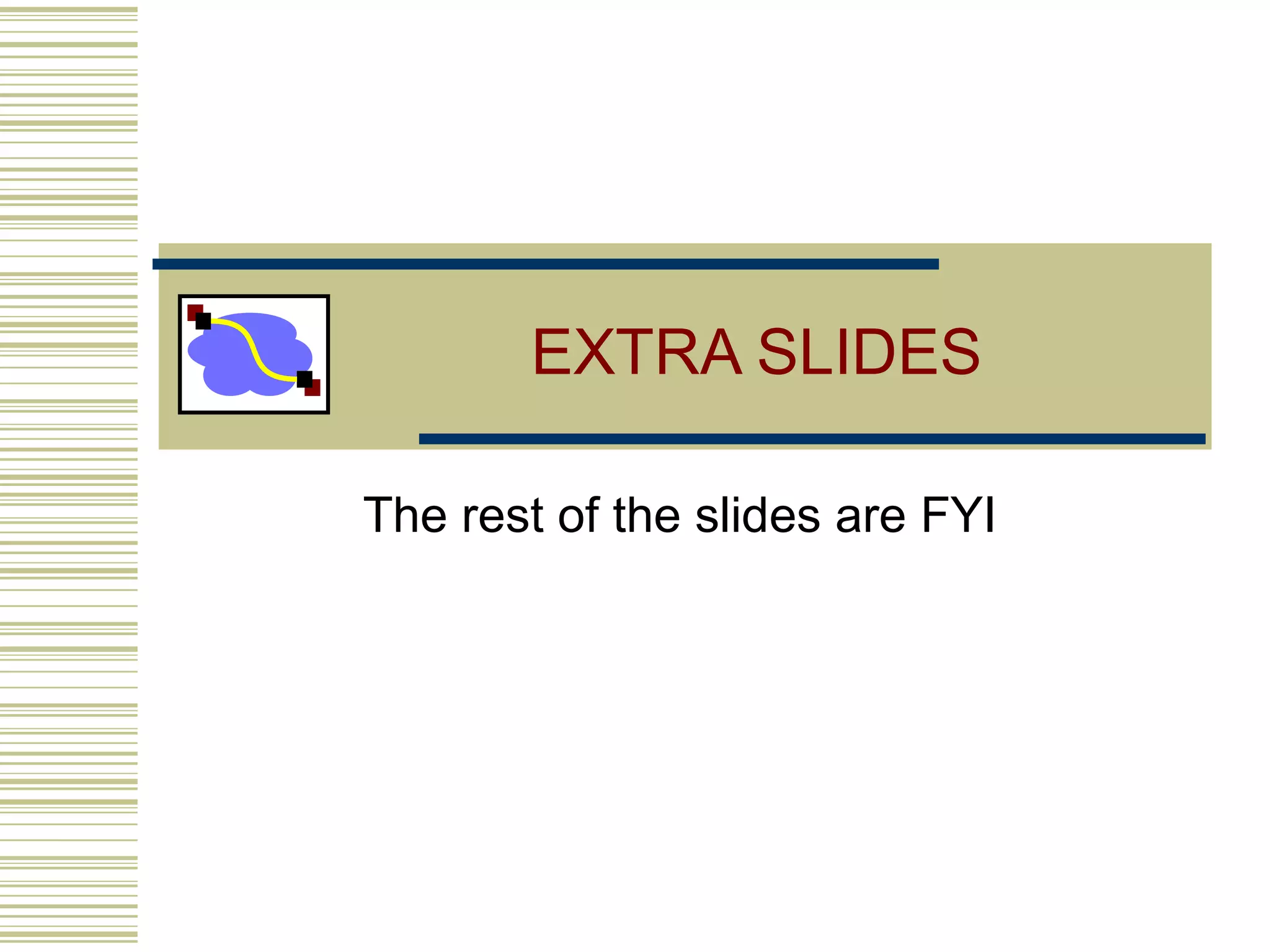 EXTRA SLIDES
The rest of the slides are FYI
 