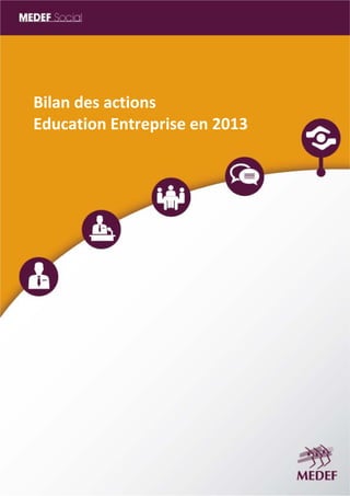 Bilan des actions 
Education Entreprise en 2013 
MEDEF Actu‐Eco semaine du 16 au 20 juin 2014 1 
 