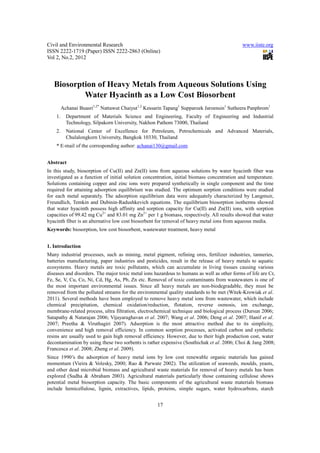 11.biosorption of heavy metals from aqueous solutions using water ...
