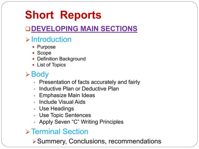 Short Report writing - Business communication slides | PPT | Resume ...