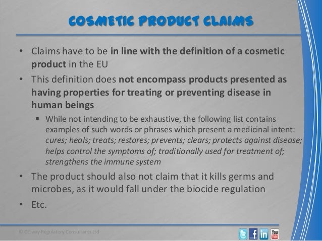 Cosmetic product claims