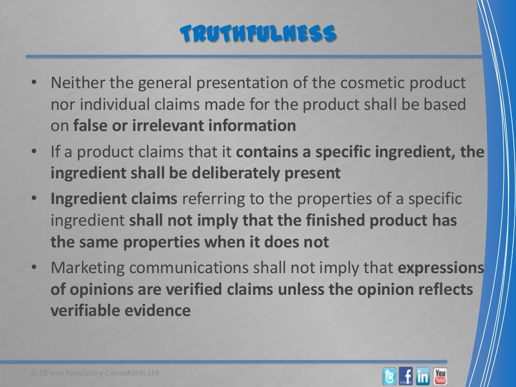 Cosmetic product claims