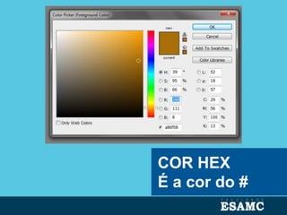 COR HEX
É a cor do #
 
