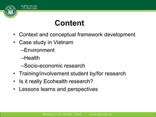 Designing and implementing an integrative research project: Lessons learned from a case study in Vietnam