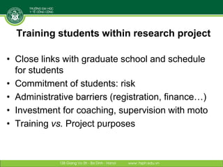 Designing and implementing an integrative research project: Lessons learned from a case study in Vietnam
