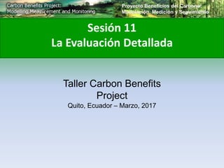 Sesión 11
La Evaluación Detallada
Proyecto Beneficios del Carbono:
Modelación, Medición y Seguimiento
Taller Carbon Benefits
Project
Quito, Ecuador – Marzo, 2017
 