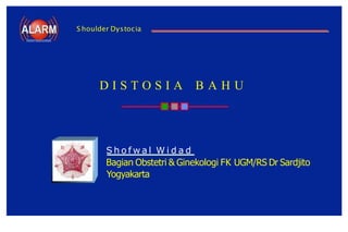 S houlder Dystocia
International
S h o f w a l W i d a d
Bagian Obstetri & Ginekologi FK UGM/RS Dr Sardjito
Yogyakarta
D I S T O S I A B A H U
 