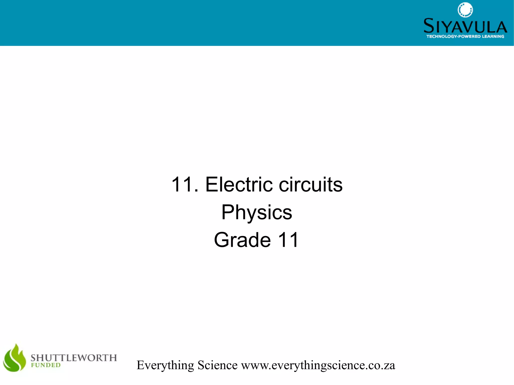 Electric circuits grade 11 PPT