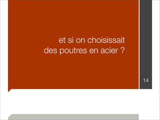 et si on choisissait 
des poutres en acier ? 
14 
 