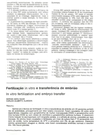 Fertilização in-vitro e transferência de embrião