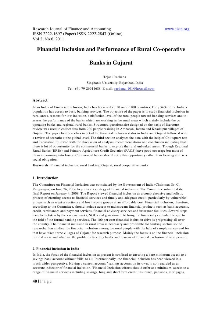Research papers on financial inclusion