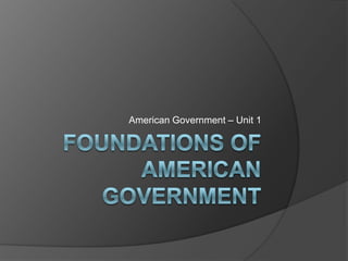 American Government – Unit 1
 
