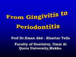 Prof Dr.Eman Abd - Elsattar Tella
 Faculty of Dentistry, Umm Al
   Qurra University,Makka.
 