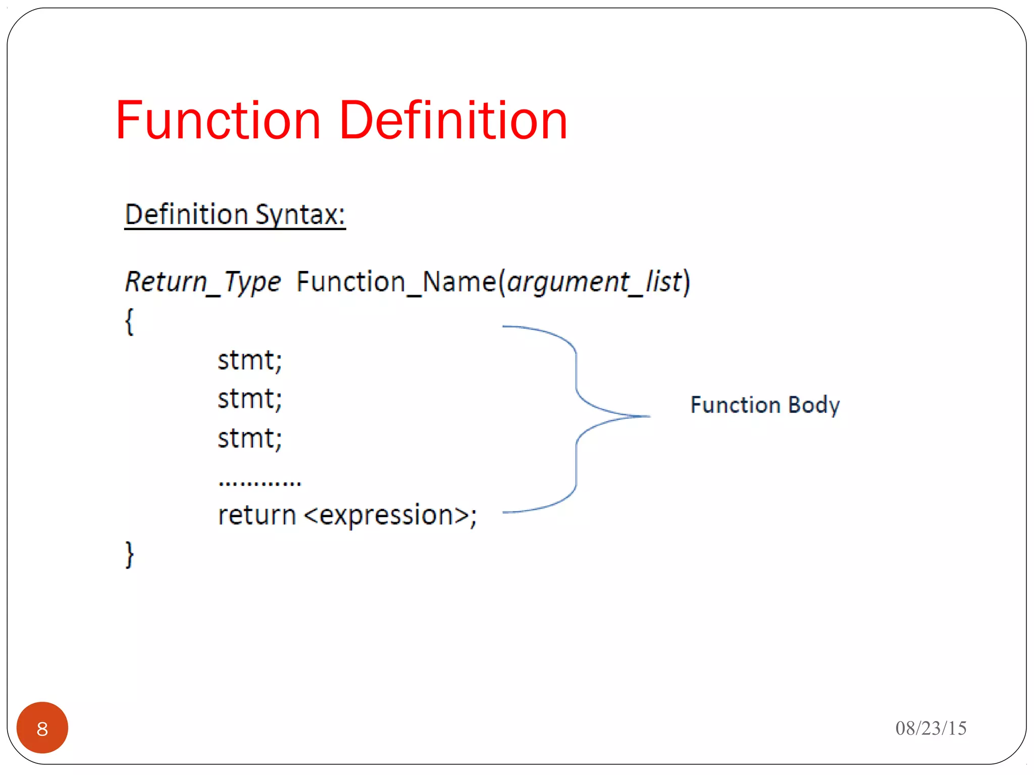 Function Definition
08/23/158
 