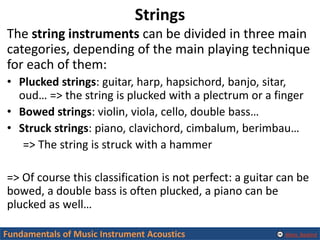 Alexis Baskind
Strings
The string instruments can be divided in three main
categories, depending of the main playing techn...