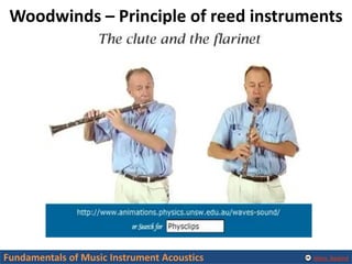 Alexis Baskind
Woodwinds – Principle of reed instruments
Fundamentals of Music Instrument Acoustics
 