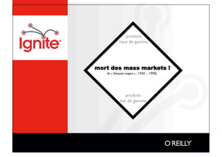 produits
            haut de gamme




mort des mass markets !
   (le « français moyen » : 1950 - 1990)




               produits 
            bas de gamme
 