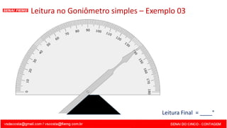Leitura no Goniômetro simples – Exemplo 03
Leitura Final = ____°
 