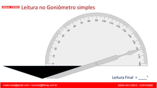 Leitura no Goniômetro simples
Leitura Final = ____°
 