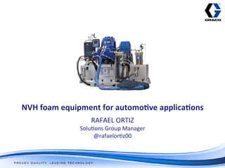 NVH	
  foam	
  equipment	
  for	
  automo1ve	
  applica1ons
                                                          	
  
                                    	
  

                        RAFAEL	
  ORTIZ	
  
                   Solu/ons	
  Group	
  Manager	
  
                        @rafaelor/z00     	
  
                                  	
  
 