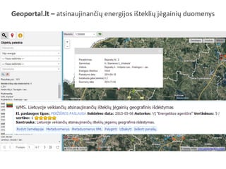 Geoportal.lt – atsinaujinančių energijos išteklių jėgainių duomenys
 