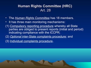 Human Rights Committee Work international human rights law | PPT