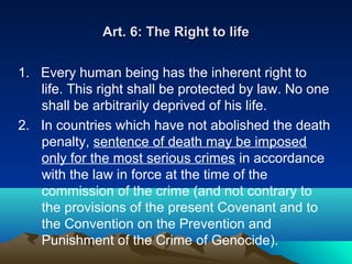 Right To Life Examples international human rights law | PPT
