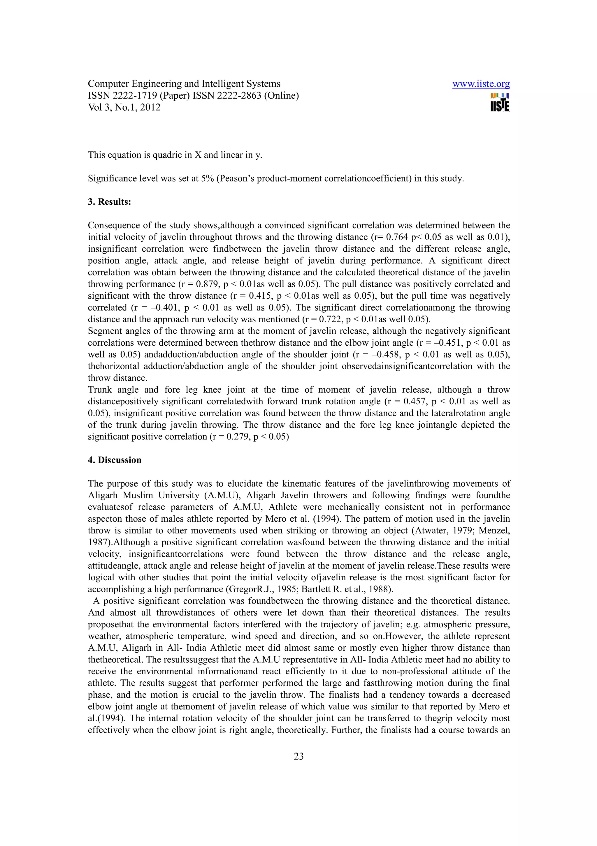 11.javelin throwing technique a biomechanical study | PDF