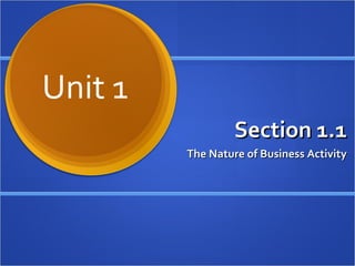 Section 1.1 The Nature of Business Activity Unit 1 